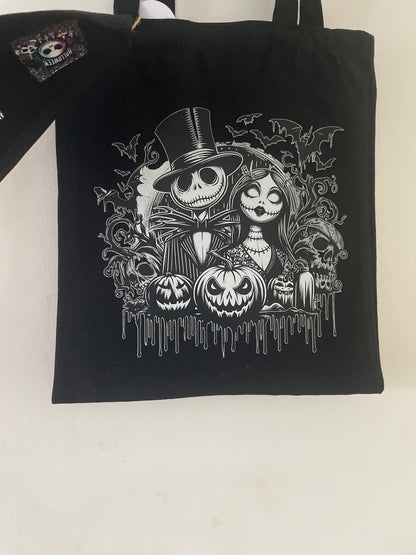 Tote bag jack and sally Halloween