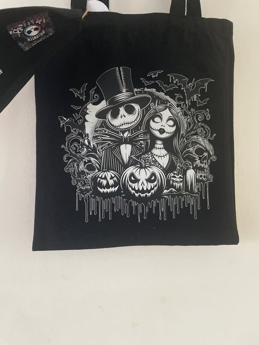 Tote bag jack and sally Halloween